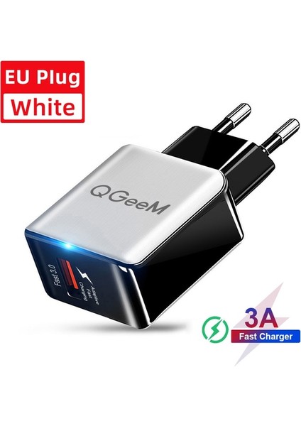 Ab Tak Beyaz Qgeem Qc 3.0 USB Şarj Cihazı Fiber Çizim Hızlı Şarj 3.0 Hızlı Şarj Cihazı iPhone Xiaomi Mi9 Için Taşınabilir Telefon Şarj Adaptörü Ab Abd (Yurt Dışından)
