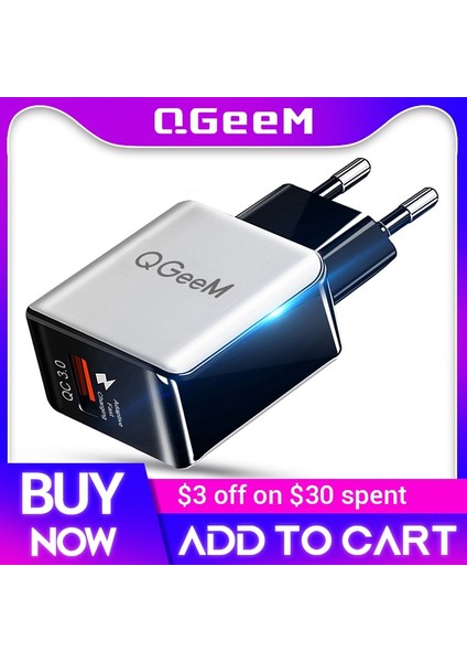 Ab Tak Beyaz Qgeem Qc 3.0 USB Şarj Cihazı Fiber Çizim Hızlı Şarj 3.0 Hızlı Şarj Cihazı iPhone Xiaomi Mi9 Için Taşınabilir Telefon Şarj Adaptörü Ab Abd (Yurt Dışından) fiyatları