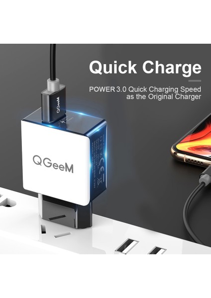 Ab Tak Beyaz Qgeem Qc 3.0 USB Şarj Cihazı Fiber Çizim Hızlı Şarj 3.0 Hızlı Şarj Cihazı iPhone Xiaomi Mi9 Için Taşınabilir Telefon Şarj Adaptörü Ab Abd (Yurt Dışından) fırsatları