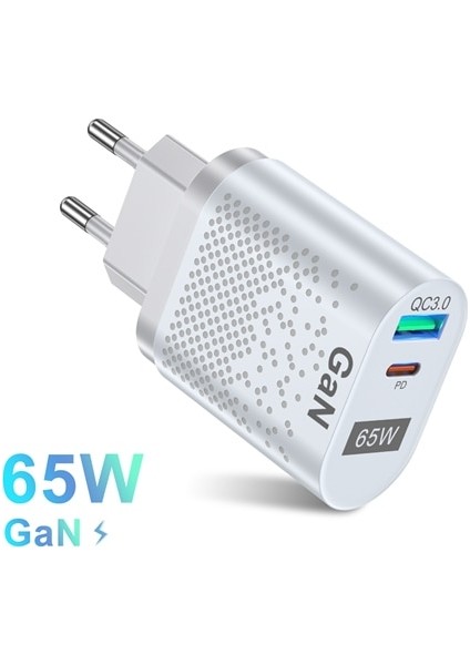 Ab Şarj Cihazı Beyaz 65W Gan USB Şarj Cihazı Hızlı Şarj Qc 3.0 4.0 Tip C Pd Hızlı USB Şarj Adaptörü iPhone 12 Pro Max Macbook Dizüstü Bilgisayar Gan Şarjı (Yurt Dışından)