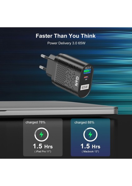 Ab Şarj Cihazı Beyaz 65W Gan USB Şarj Cihazı Hızlı Şarj Qc 3.0 4.0 Tip C Pd Hızlı USB Şarj Adaptörü iPhone 12 Pro Max Macbook Dizüstü Bilgisayar Gan Şarjı (Yurt Dışından) indirimleri