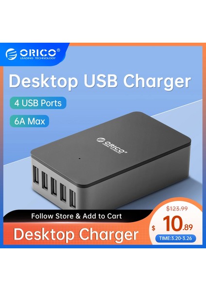 Abd Plug Dhe Siyah Orıco Masaüstü USB Şarj Cihazı Serisi Çok Portlu USB Şarj Dock'u iPhone Samsung Xiaomi Huawei Için Ev Ofis Masası Şarj Istasyonu (Yurt Dışından) fiyatları