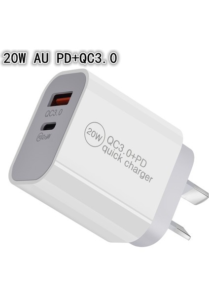 Beyaz 20W Pd iPhone 12 13 14 Pro Max 25W 20W Hızlı Şarj Pd Şarj Cihazı Qc3.0 USB Tip C Au Seyahat Güç Adaptörü Avustralya Yeni Zelanda (Yurt Dışından) modelleri