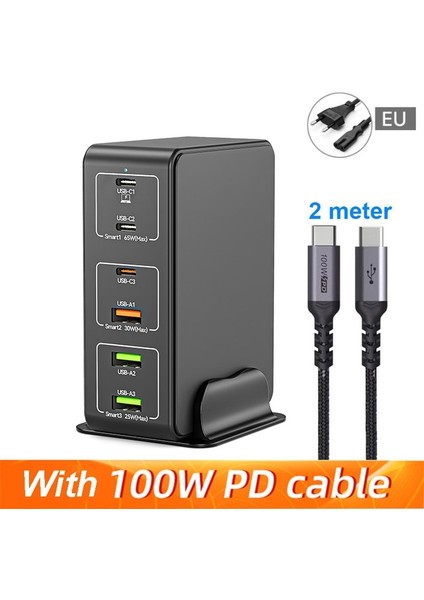 Ab ve Kablo Urvns 120W USB C Süper Hızlı Şarj Cihazı 6 Bağlantı Noktalı Pd 65W PPS45W Telefon Dizüstü Bilgisayar Usb-C MacBook Pro/air Xps iPad iPhone Için Şarj Istasyonu (Yurt Dışından)