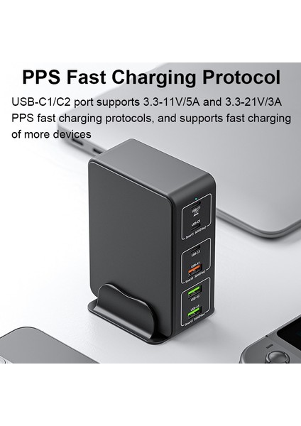 Ab ve Kablo Urvns 120W USB C Süper Hızlı Şarj Cihazı 6 Bağlantı Noktalı Pd 65W PPS45W Telefon Dizüstü Bilgisayar Usb-C MacBook Pro/air Xps iPad iPhone Için Şarj Istasyonu (Yurt Dışından) indirimleri