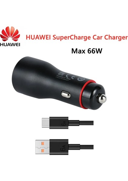 Siyah Evrensel Huaweı Supercharge Araç Şarj Cihazı Max 66W Çift USB Bağlantı Noktası 6A Tip-C Kablo ile Evrensel Uyumluluk Huawei/samsung/iphone Için (Yurt Dışından) fiyatları