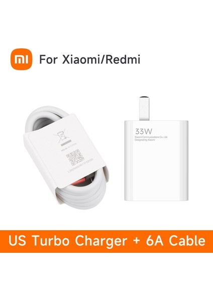 1m 6A Kablo ile Abd Fişi Kablo ile 33W Hızlı Turbo Telefon Şarj Cihazı Xiaomi Pad 5 Redmi Note 10 Ab Qc3.0 Poco X3 Nfc Pro Mi 9 10T Lite 11X K30 Için USB C Tipi Kablo (Yurt Dışından)