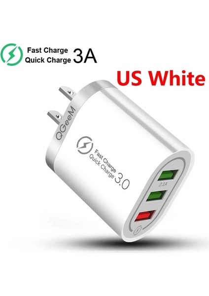 Abd Beyaz Qgeem 3 USB Şarj Aleti iPhone Hızlı Şarj 3.0 Hızlı Şarj Xiaomi Qc 3.0 Taşınabilir Telefon Şarj Cihazı Şarj Adaptörü (Yurt Dışından)