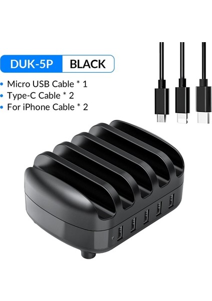Au Fişi Siyah Kablo ile Orıco 5 Port USB Şarj Istasyonu Tutucu ile Dock 40W 5V2.4A USB Şarj Ücretsiz USB Kablosu iPhone Pc Tablet Için (Yurt Dışından)