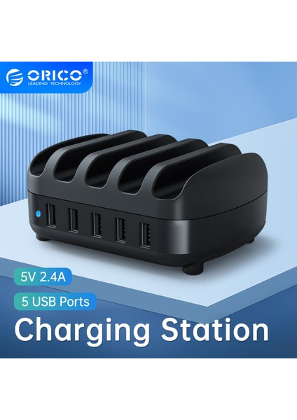 Au Fişi Siyah Kablo ile Orıco 5 Port USB Şarj Istasyonu Tutucu ile Dock 40W 5V2.4A USB Şarj Ücretsiz USB Kablosu iPhone Pc Tablet Için (Yurt Dışından) fiyatları