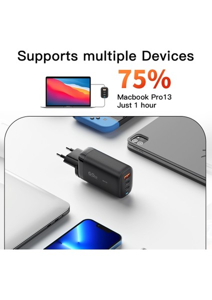 Kore Siyah A 2c Essager 65W Gan USB Tip C Şarj Cihazı Dizüstü Bilgisayar Pps 45W 25W Hızlı Şarj Samsung Qc3.0 Pd3.0 IPHONE14 13 Pro Telefon Chagers (Yurt Dışından) modelleri