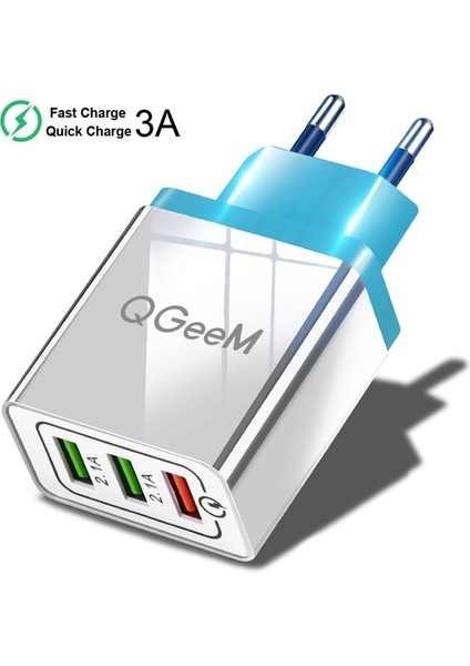Ab Tak Gök Mavisi Qgeem 3 USB Şarj Cihazı Hızlı Şarj 3.0 Hızlı USB Duvar Şarj Cihazı Taşınabilir Mobil Şarj Cihazı Qc 3.0 Adaptörü Xiaomi iPhone x Için Ab Abd Tak (Yurt Dışından)