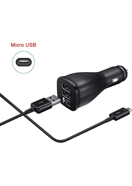 Kablolu Beyaz Şarj Cihazı Samsung Araç Şarj Cihazı Çift USB Bağlantı Noktası Adaptif Hızlı Şarj Mikro USB Kablosu Galaxy S6 S7 Kenar Not 4 5 J3 J6 J5 A3 A5 A7 2016 (Yurt Dışından)