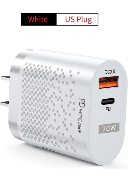 Abd Beyaz Electop USB Tip C Şarj Cihazı Mini Hızlı Şarj 3.0 Qc Pd 20W Cep Telefonu Şarj Cihazı iPhone 12 Samsung Xiaomi Hızlı Duvar Şarj Cihazları (Yurt Dışından)