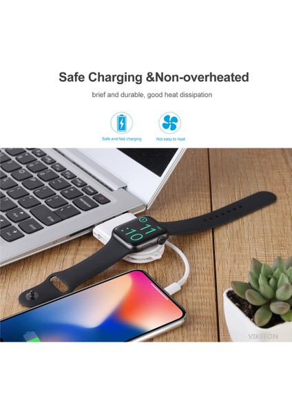 Beyaz Vıkefon Kablosuz Şarj Cihazı 2 In 1 Apple Watch Şarj Cihazı Için 4/3/2/1 Akıllı Hızlı Taşınabilir Kablosuz Manyetik Şarj Hızlı USB Şarj Cihazı (Yurt Dışından) modelleri