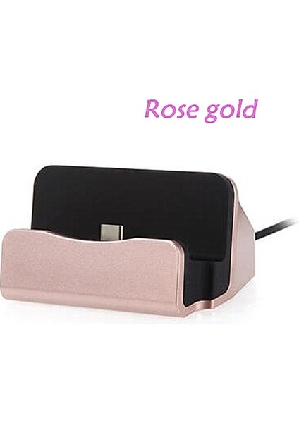 iPhone Için Rose Gold Tip C Mikro USB Şarj Cihazı iPhone Için Samsung Için Xiaomi Şarj Istasyonu Standı Cep Telefonu Tutacağı Masa Üzerinde Şarj Tabanı (Yurt Dışından)