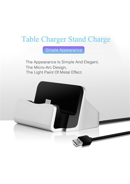 iPhone Için Mavi Hızlı Şarj Masaüstü Sync Cradle Şarj Cihazı iPhone 7 8 Tip C Android Samsung Galaxy A50 USB C Dock Istasyonu Şarj Tutucu Tabanı (Yurt Dışından) modelleri