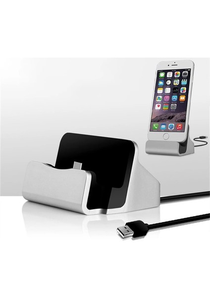 iPhone Için Mavi Hızlı Şarj Masaüstü Sync Cradle Şarj Cihazı iPhone 7 8 Tip C Android Samsung Galaxy A50 USB C Dock Istasyonu Şarj Tutucu Tabanı (Yurt Dışından) fırsatları