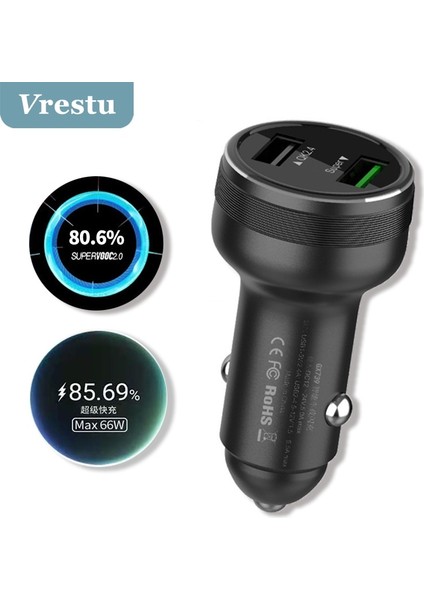 Gümüş 65W 6A 50W USB Araç Şarj Cihazı 3.0 Scp Afc Fcp Vooc Dart Hızlı Araç Şarj Şarj Cihazı Için Huawei Oppo R17 Find x Oneplus 9 Realme Redmi (Yurt Dışından) fiyatları