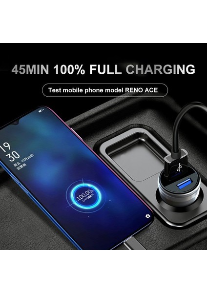 Gümüş 65W 6A 50W USB Araç Şarj Cihazı 3.0 Scp Afc Fcp Vooc Dart Hızlı Araç Şarj Şarj Cihazı Için Huawei Oppo R17 Find x Oneplus 9 Realme Redmi (Yurt Dışından) modelleri
