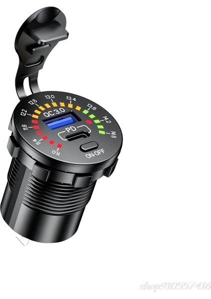 D 12V Hızlı Şarj 3.0 USB Suv Araç Şarj Cihazı Su Geçirmez 18W Tip C Pd Çıkışı LED Voltmetre Açık Kapalı Anahtarı ile Hızlı Şarj Cihazı N10 20 (Yurt Dışından) indirimleri