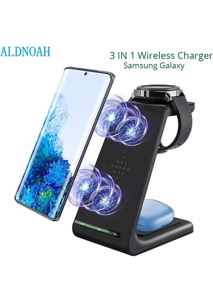 Samsung Beyaz Aldnoah 3 In1 Kablosuz Şarj Istasyonu Samsung Galaxy İZLE/BUDS/S10/S9 Samsung NOTE10/NOTE9 Için Hızlı Kablosuz Şarj Cihazı (Yurt Dışından) fiyatları