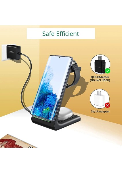 Samsung Beyaz Aldnoah 3 In1 Kablosuz Şarj Istasyonu Samsung Galaxy İZLE/BUDS/S10/S9 Samsung NOTE10/NOTE9 Için Hızlı Kablosuz Şarj Cihazı (Yurt Dışından) modelleri
