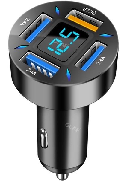 3usb Qc3.0 Olaf 66W Araç Şarj Cihazı Hızlı Şarj Çakmak Adaptörü 4 Portlu Araç Telefonu Şarj Cihazı iPhone 14 Xiaomi Samsung Için Hızlı Şarj (Yurt Dışından)