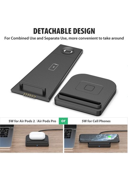 Siyah Abd Plug ile 3 In 1 Kablosuz Şarj Standı IPhone 13 12 11 Xr 8 Apple Watch 30 W Hızlı Şarj Dock Istasyonu Samsung Huawei Xiaomi Için (Yurt Dışından) indirimleri