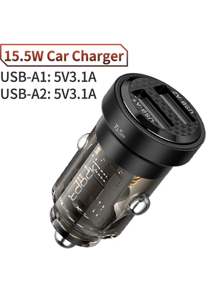 Çift USB A Siyah Toocki 45W Çift Bağlantı Noktalı USB Tip C Araç Şarj Cihazı iPhone Xiaomi Samsung Için Hızlı Şarj Huaweı Pd Afc Scp Qc Hızlı Şarj Araç Şarj Cihazı (Yurt Dışından)