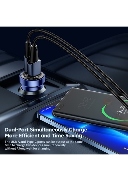 Çift USB A Siyah Toocki 45W Çift Bağlantı Noktalı USB Tip C Araç Şarj Cihazı iPhone Xiaomi Samsung Için Hızlı Şarj Huaweı Pd Afc Scp Qc Hızlı Şarj Araç Şarj Cihazı (Yurt Dışından) modelleri