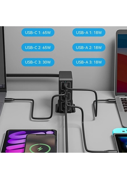 Ab Tak Urvns 120W USB C Süper Hızlı Şarj Cihazı 6-Port Pd 65W PPS45W Telefon Dizüstü Usb-C MacBook Pro/air Xps iPad iPhone Için Şarj Istasyonu (Yurt Dışından) fırsatları