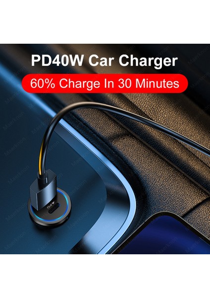Çift Pd Beyaz 40W Araç Şarj Cihazı Hızlı Şarj 3.0 Çift Pd USB C Hızlı Şarj Cihazı Araç Telefonu Şarj Adaptörü iphone 13 12 11 Pro Max Samsung Xiaomi (Yurt Dışından) fiyatları