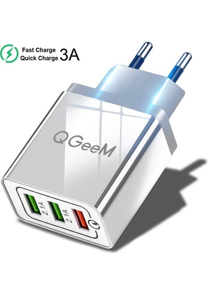 Ingiltere Tak Gri Qgeem 3 USB Şarj Cihazı Hızlı Şarj 3.0 Hızlı USB Duvar Şarj Cihazı Taşınabilir Mobil Şarj Cihazı Qc 3.0 Adaptörü Xiaomi iPhone x Için Ab Abd Tak (Yurt Dışından)