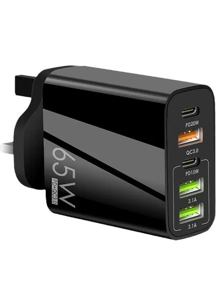 Abd Siyah 65W USB Tip C Şarj Cihazı USB Hızlı Şarj 3.0 IPhone 14 13 Pro Için 5 Bağlantı Noktası Huawei Xiaomi Samsung USB Tip C Şarj Cihazı (Yurt Dışından) fırsatları