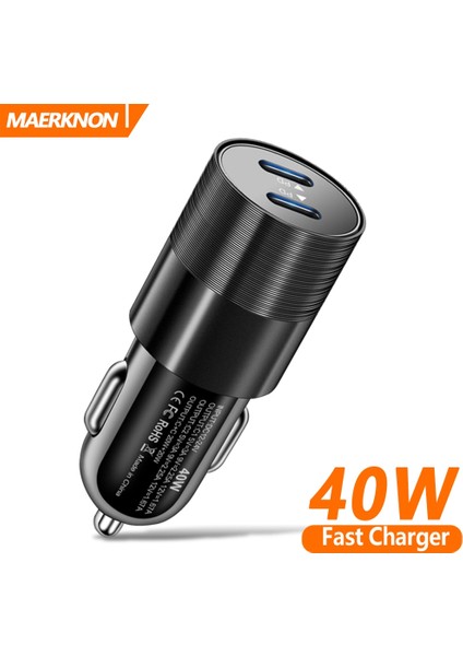 Siyah 40W 2 Port USB C Araç Şarj Cihazı Hızlı Şarj iPhone 14 13 12 11 Pro Promax x Xs Xsmax USB Tip C Araç Şarj Cihazı Telefon Adaptörü (Yurt Dışından) fiyatları