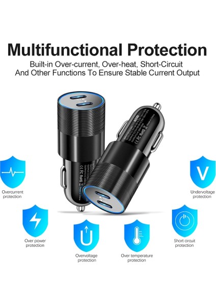 Siyah 40W 2 Port USB C Araç Şarj Cihazı Hızlı Şarj iPhone 14 13 12 11 Pro Promax x Xs Xsmax USB Tip C Araç Şarj Cihazı Telefon Adaptörü (Yurt Dışından) indirimleri