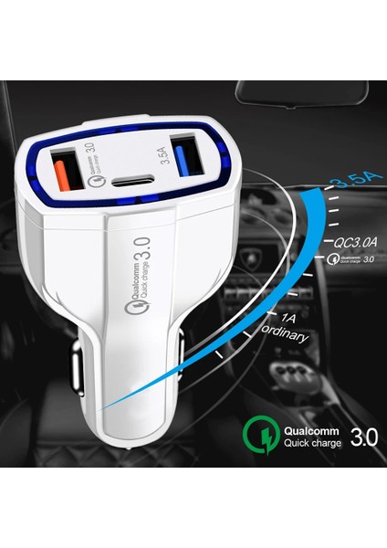 C Tipi Kablolu Beyaz Baecoar 7A Araç Şarj Cihazı Hızlı Şarj 3 USB Araç Şarj Cihazları iPhone Için Usbc Hızlı Şarj Cihazı Pd Xiaomi Redmi Samsung Için Şarj Adaptörü (Yurt Dışından) fırsatları