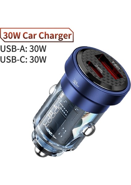 Mavi Pd-Usb 30W Toocki USB C Araç Şarj Cihazı Tip C 45W 5A Hızlı Şarj 4.0 Qc3.0 Telefon Şarj Cihazı Hızlı Şarj iPhone 14 13 12 Pro Xiaomi Samsung (Yurt Dışından)