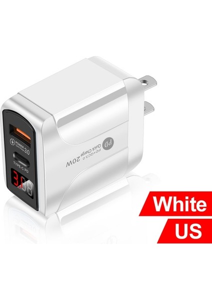 Beyaz Abd Gtwın Qc4.0 Qc3.0 20W USB C Telefon Şarj Cihazı LED Ekran Tip C Hızlı Şarj Taşınabilir Adaptör iPhone 13 12PRO iPad Huawei Xiaomi (Yurt Dışından)