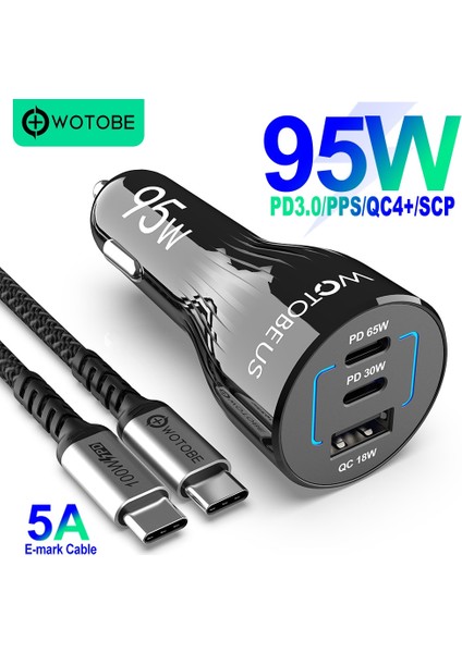 5A Pd 100W Kablo 95W USB C Araç Şarj Cihazı, 3 Portlu Pps/pd 65W/45W/30W/20W Qc3.0 18W Mibook Huaweı Tip C Dizüstü Tablet iphone 13/12 S20/21NOTE 10 (Yurt Dışından) fırsatları