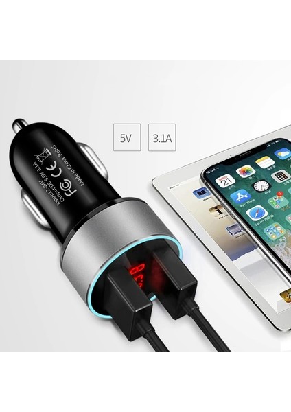Sadece Gümüş Şarj Cihazı Tip-C USB Kablosu Araç Şarj Cihazı 3.1A Çift USB Telefon Adaptörü Samsung Galaxy A21S A31 A41 M31 M31S M51 A01 A11 Not 8 9 10 20 Pro (Yurt Dışından) indirimleri