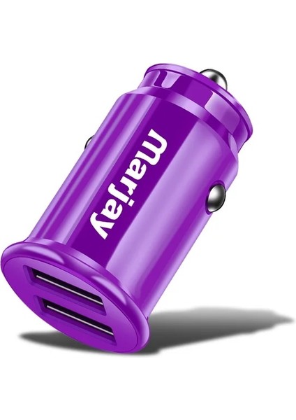 Mor Marjay Araba Şarjı Evrensel 5V 3.4A Mini Çift USB Hızlı Şarj Cep Telefonu USB Araç Şarj Cihazı iPhone Samsung Xiaomi Için (Yurt Dışından)