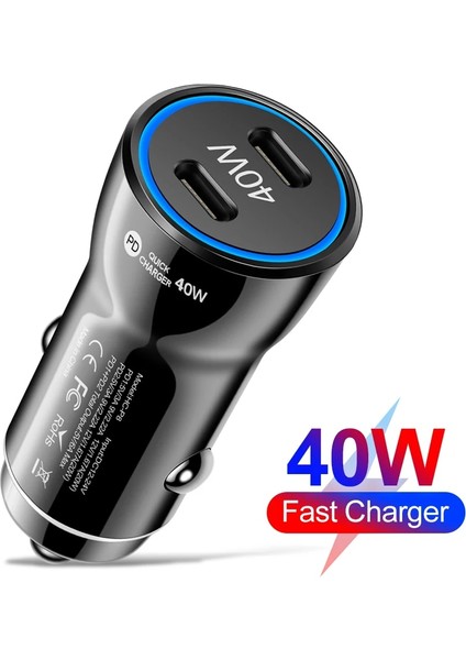 Beyaz 40W Çift Pd Araç Şarj Cihazı USB Tip C Hızlı Araç Telefonu Şarj Adaptörü iPhone 14 13 Xiaomi Huawei Samsung S21 S22 Hızlı Şarj (Yurt Dışından) indirimleri