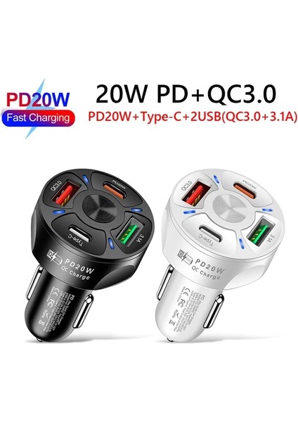 Siyah A PD20W Qc 3.0 USB Araç Şarjı Hızlı Şarj Qc3.0 Pd USB C Hızlı Şarj Telefon Adaptörü iPhone 13 12 11 Pro Max Xiaomi Huawei Samsung S20 S10 (Yurt Dışından)