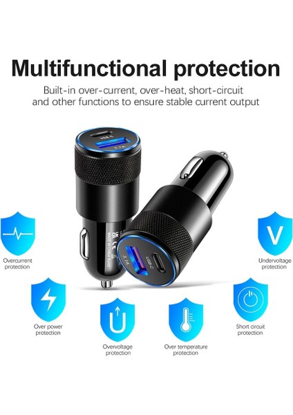 Gümüş Pd 20W 3.1A Tip C USB Araç Şarj Cihazı Hızlı Araç Güç Adaptörü iPhone Xiaomi Redmi Poco Samsung Huawei Onur Oppo USB C Şarj Cihazı (Yurt Dışından) modelleri