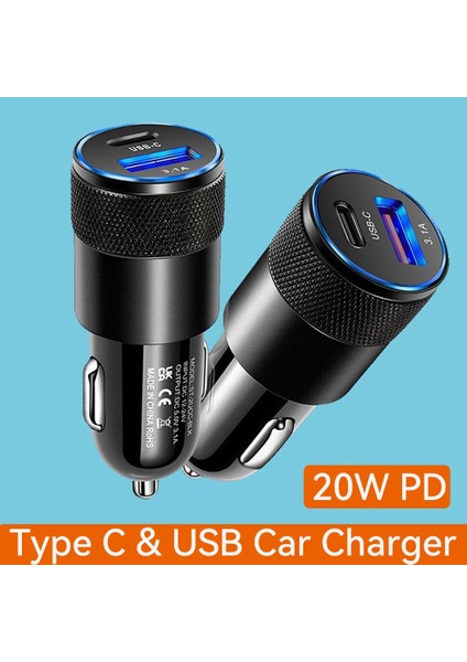 Gümüş Pd 20W 3.1A Tip C USB Araç Şarj Cihazı Hızlı Araç Güç Adaptörü iPhone Xiaomi Redmi Poco Samsung Huawei Onur Oppo USB C Şarj Cihazı (Yurt Dışından) indirimleri