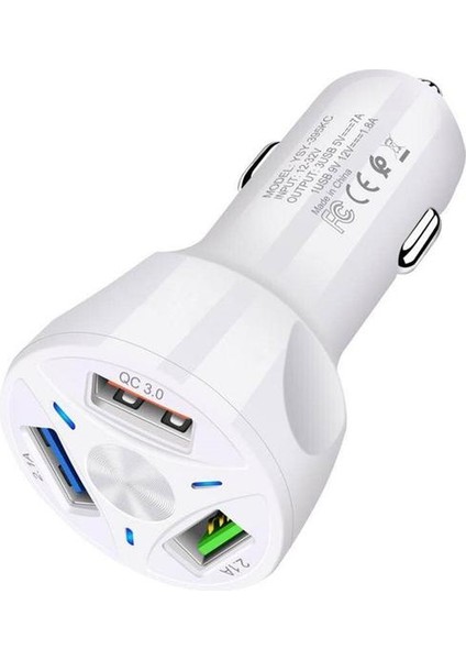 Beyaz 3 Portlu Araç USB Şarj Cihazı Hızlı Şarj 3.0 4.0 Evrensel 18W Arabada Hızlı Şarj Samsung S10 iphone 11 7 Için 4 Portlu Cep Telefonu Şarj Cihazı (Yurt Dışından)