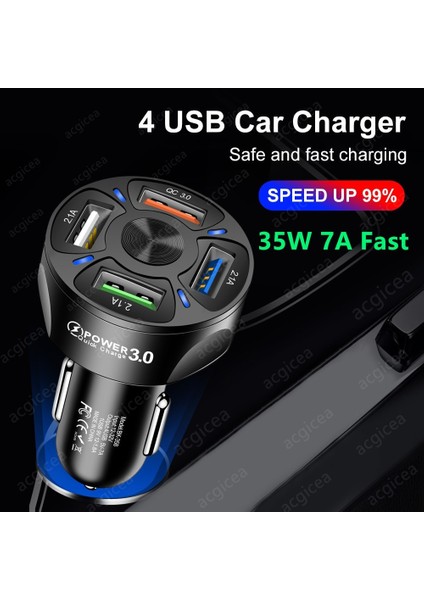 Beyaz 3 Portlu Araç USB Şarj Cihazı Hızlı Şarj 3.0 4.0 Evrensel 18W Arabada Hızlı Şarj Samsung S10 iphone 11 7 Için 4 Portlu Cep Telefonu Şarj Cihazı (Yurt Dışından) fırsatları