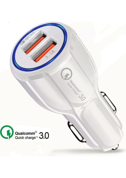 Beyaz 30W Hızlı Şarj 3.0 Çift USB Araç Şarj Cihazı 5V6A Turbo Hızlı Araç Şarj Cep Telefonu Şarj Cihazı iPhone Xiaomi Sumsang Adaptörü (Yurt Dışından)